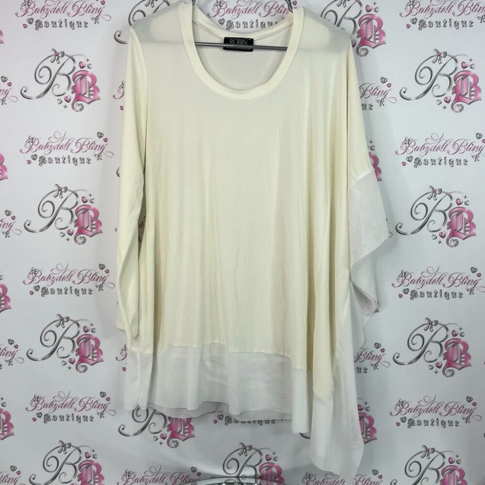 Robin top asymmetrical hem & sleeve white Elegant Cream Women's Top